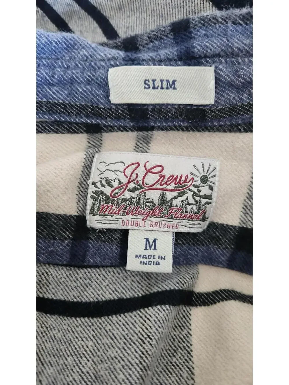 J Crew Shirt Mens Medium Blue Gray Plaid Flannel Slim Fit Button Down Casual